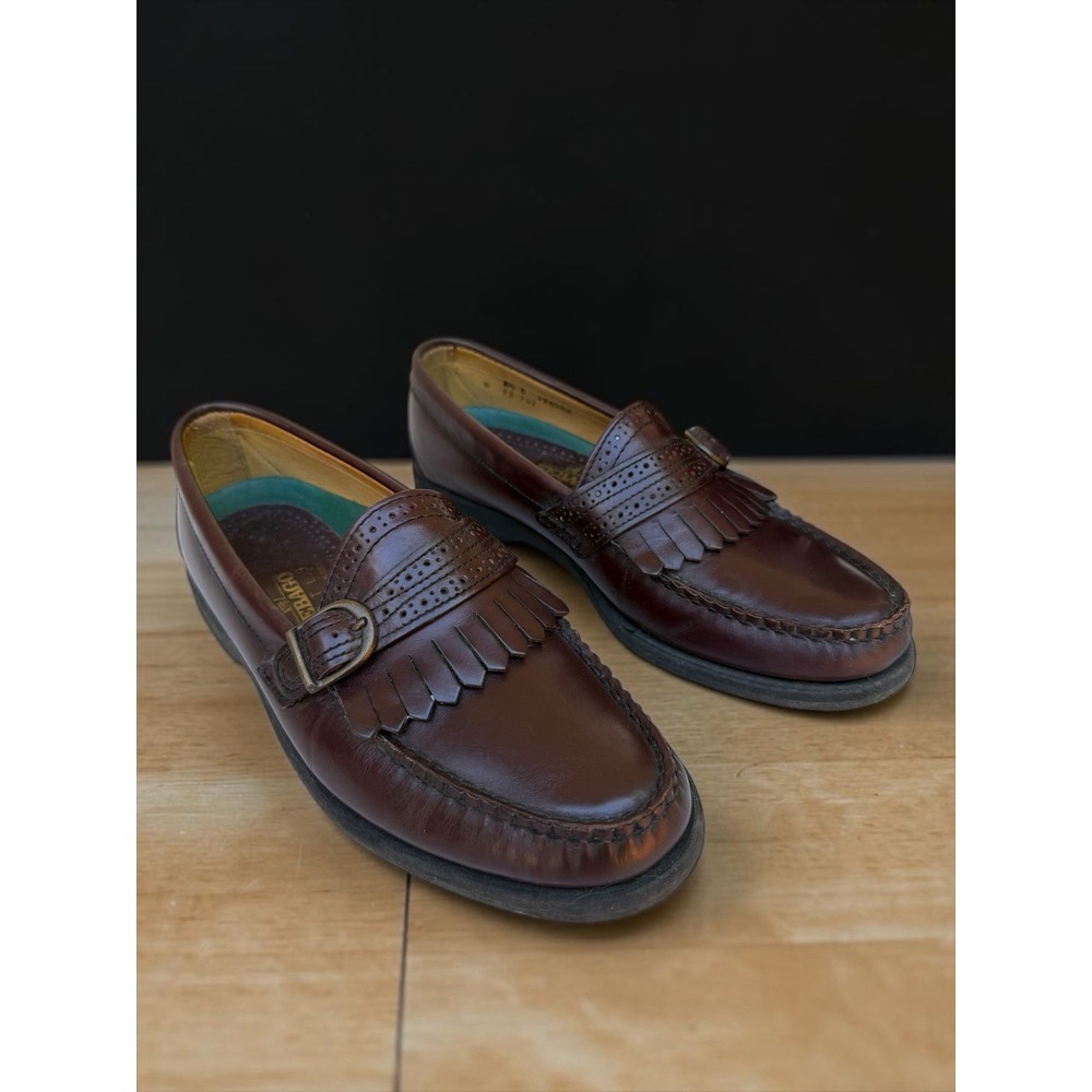 Vintage Sebago Orion 7 Loafers 8.5 E Burgundy Leather USA 93-747 Kiltie Box